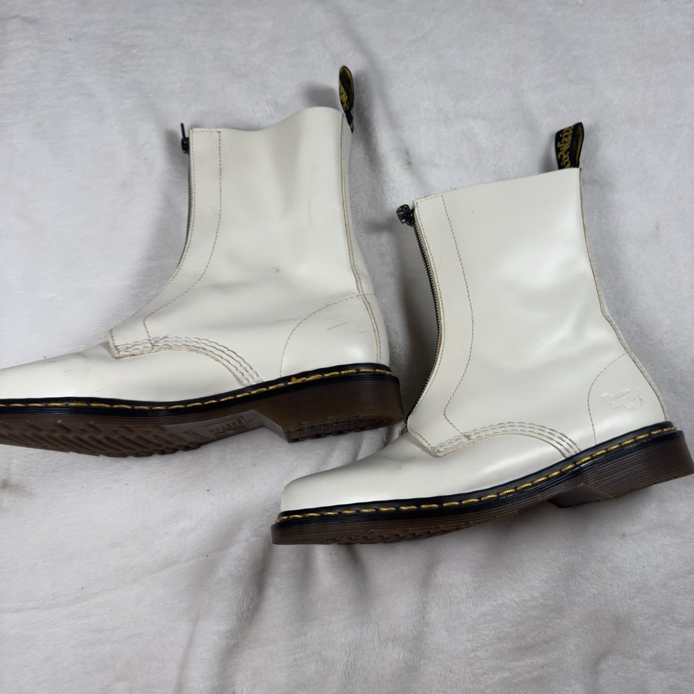 Dr Martens Zeta Zip Front Boots White Leather Womens 8 Mens 6 EU 39 - Picture 5 of 7